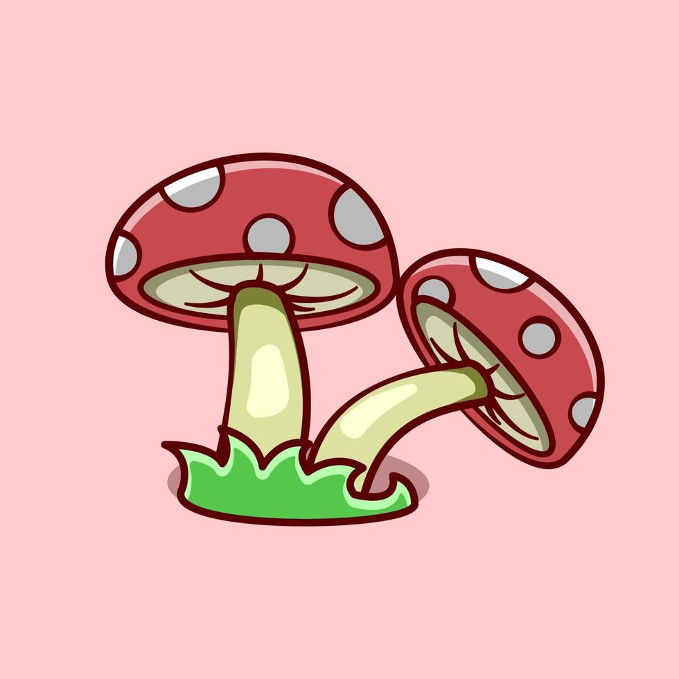 mushroom cute illustration concept in cartoon style vector