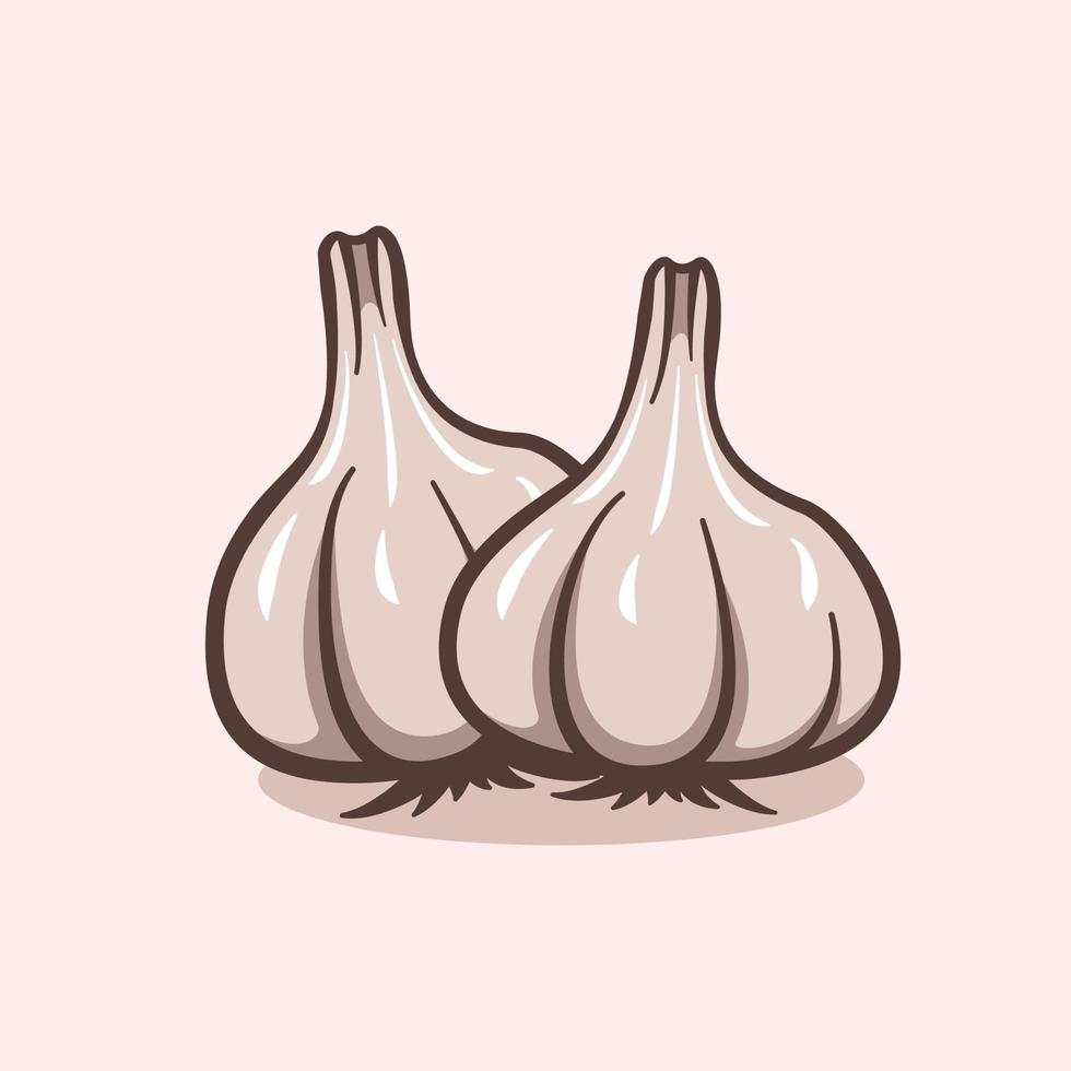 garlic illustration concept in cartoon style on isolated background vector