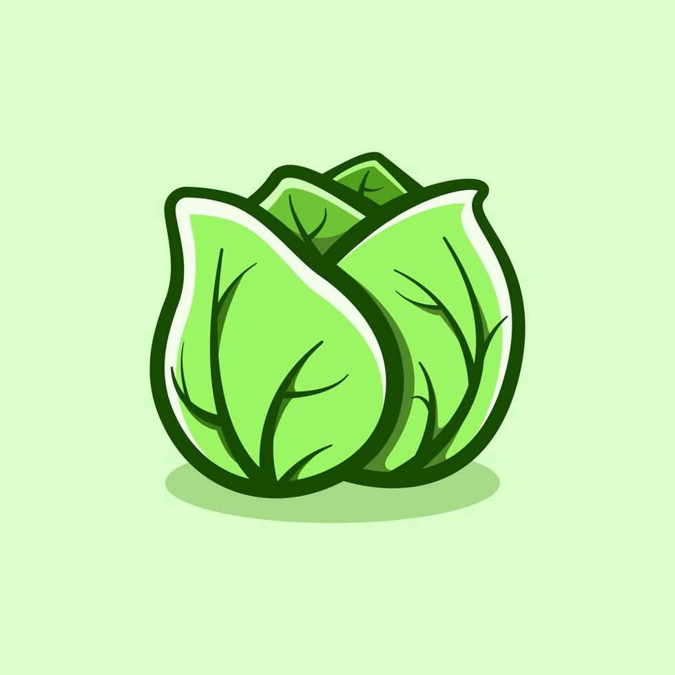 cute cabbage illustration in cartoon style on isolated background vector