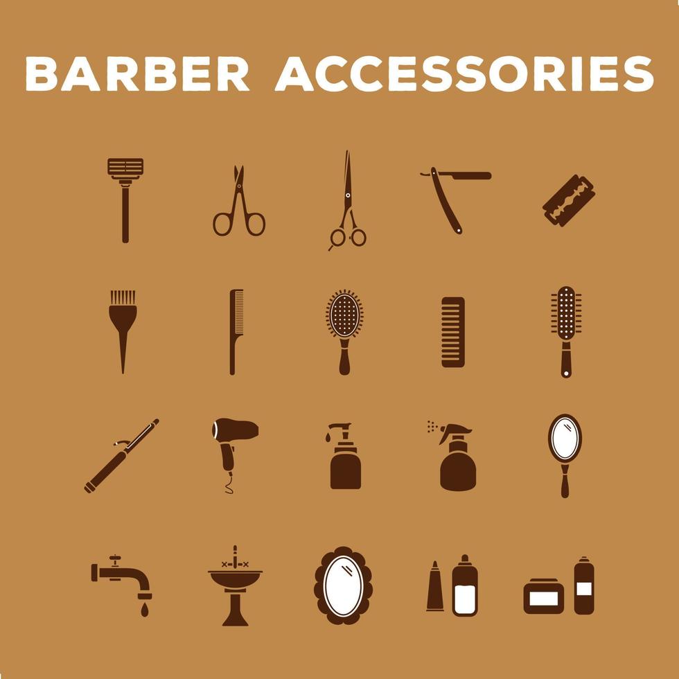 barbero accesorios bigote recortar hoja tijera peinado barba vector