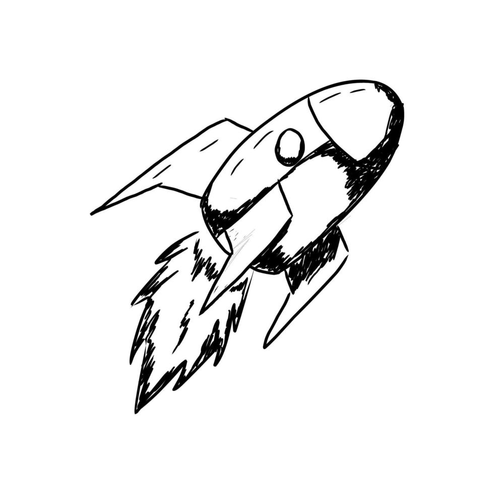 hand drawn model rocket illustration vector