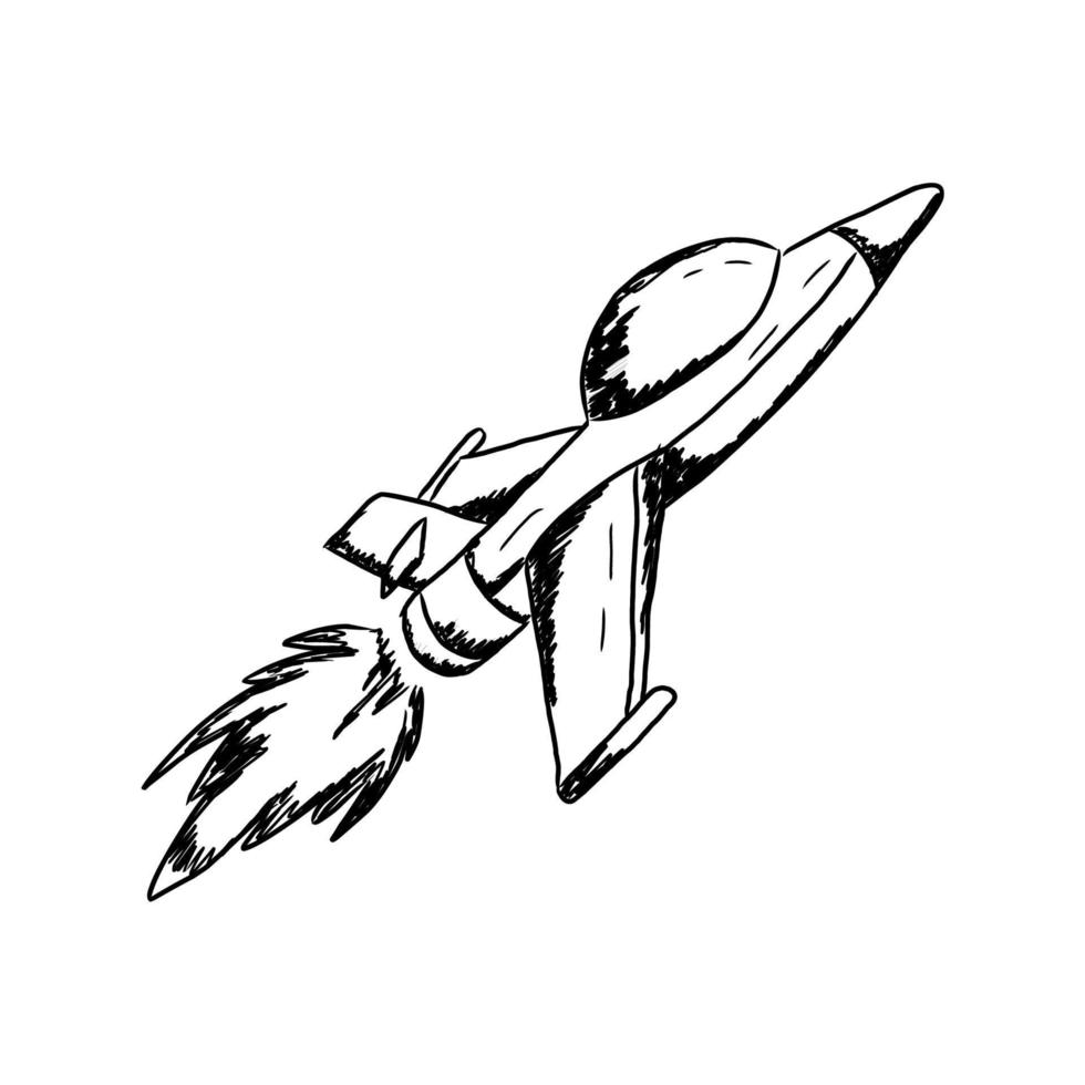 hand drawn model fighter jet illustration vector