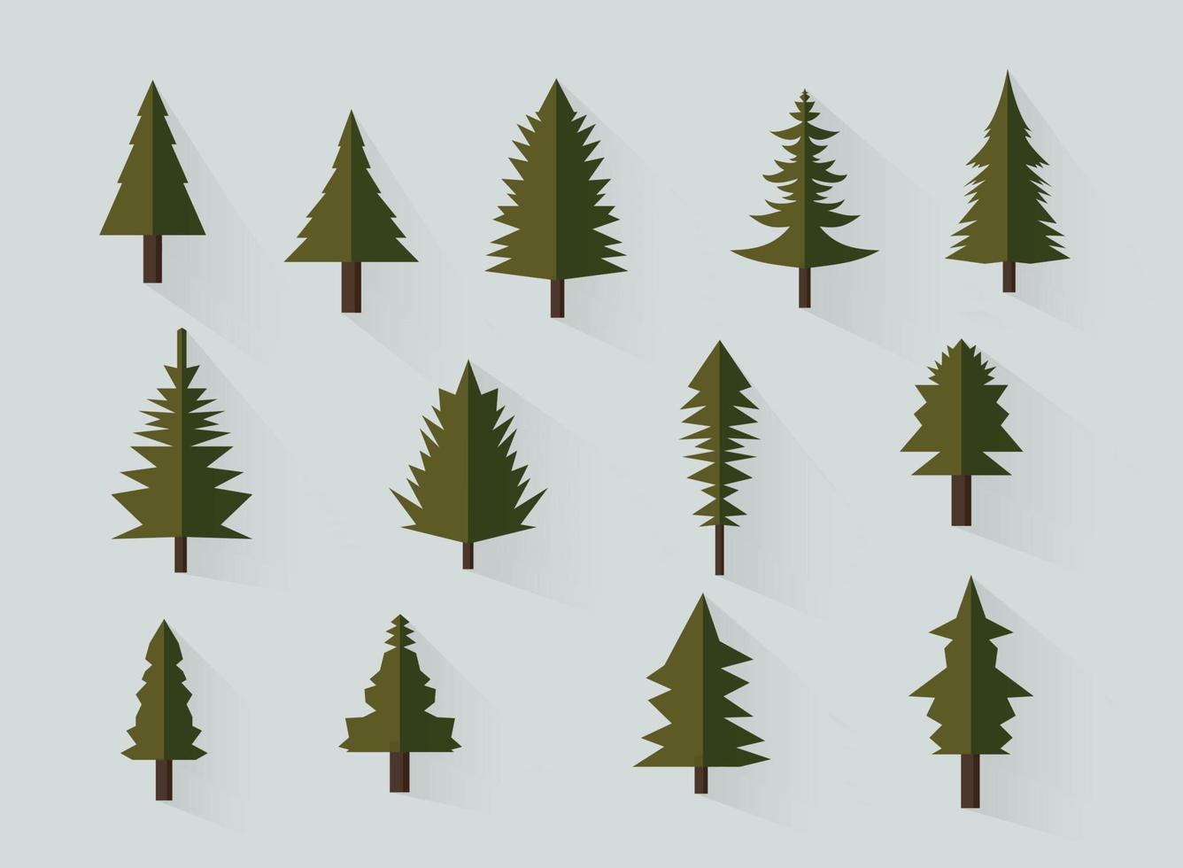 pine tree vector illustration collection and wilderness objects to create your own nature scene.