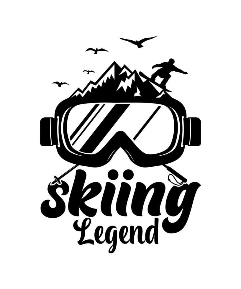 Skiing logo vector T-shirt illustration design