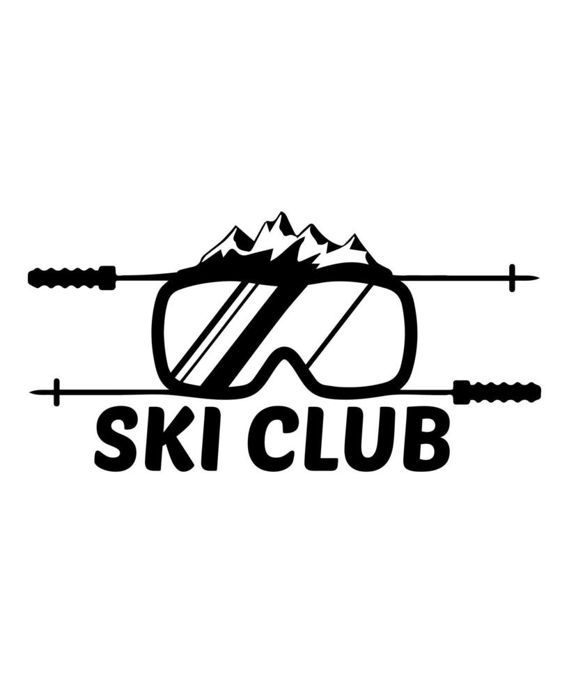 diseño de ilustración de camiseta de vector de logotipo de esquí