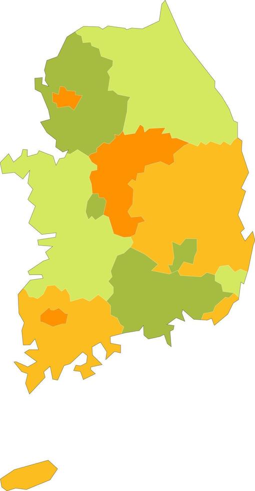 mapa del país de corea con provincias. vector