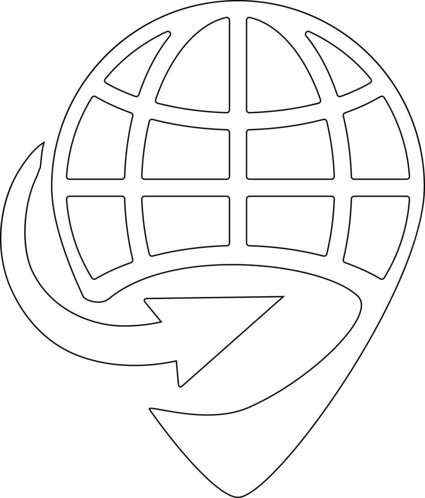 Earth globe with pointing arrow icon. vector