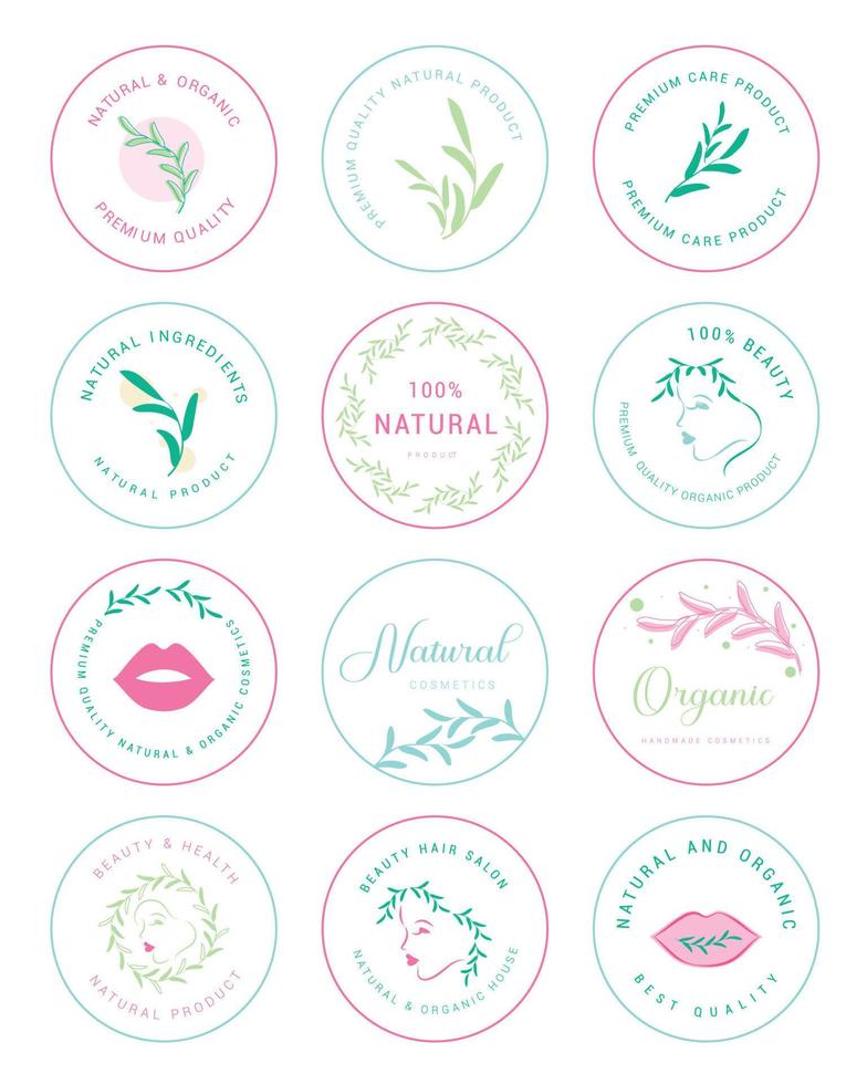 Collection of beauty and cosmetics, wellness logo, icon, labels and badges for graphic and web design, product promotions. vector