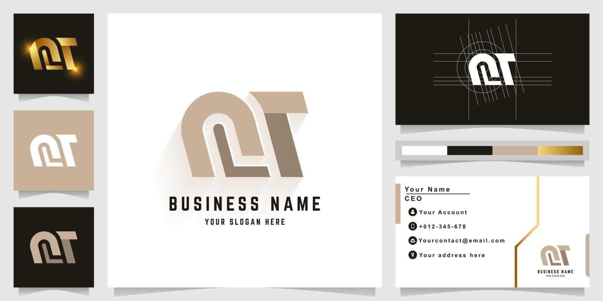 Letter nr or Ln monogram logo with business card design vector