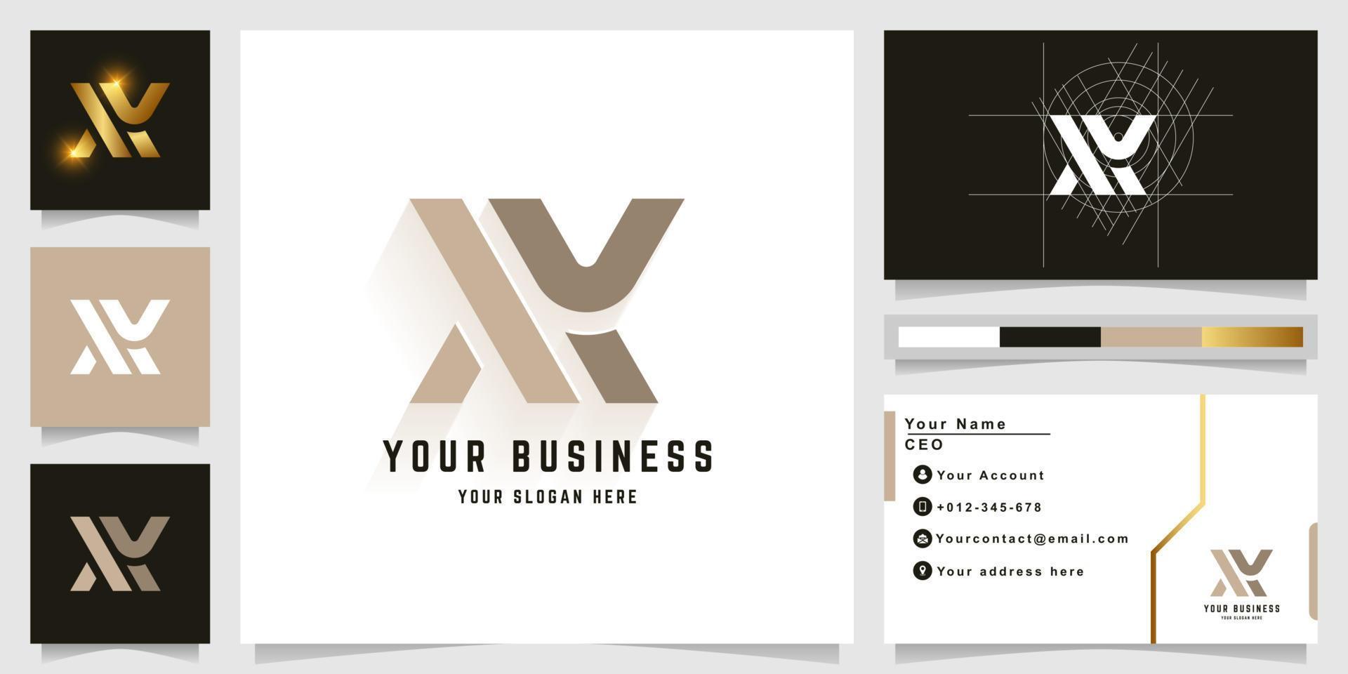 Letter XY or XV monogram logo with business card design vector