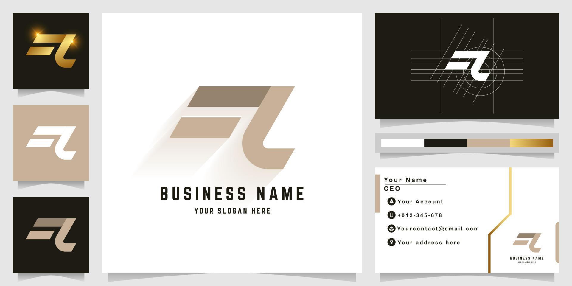Letter FL or FZ monogram logo with business card design vector