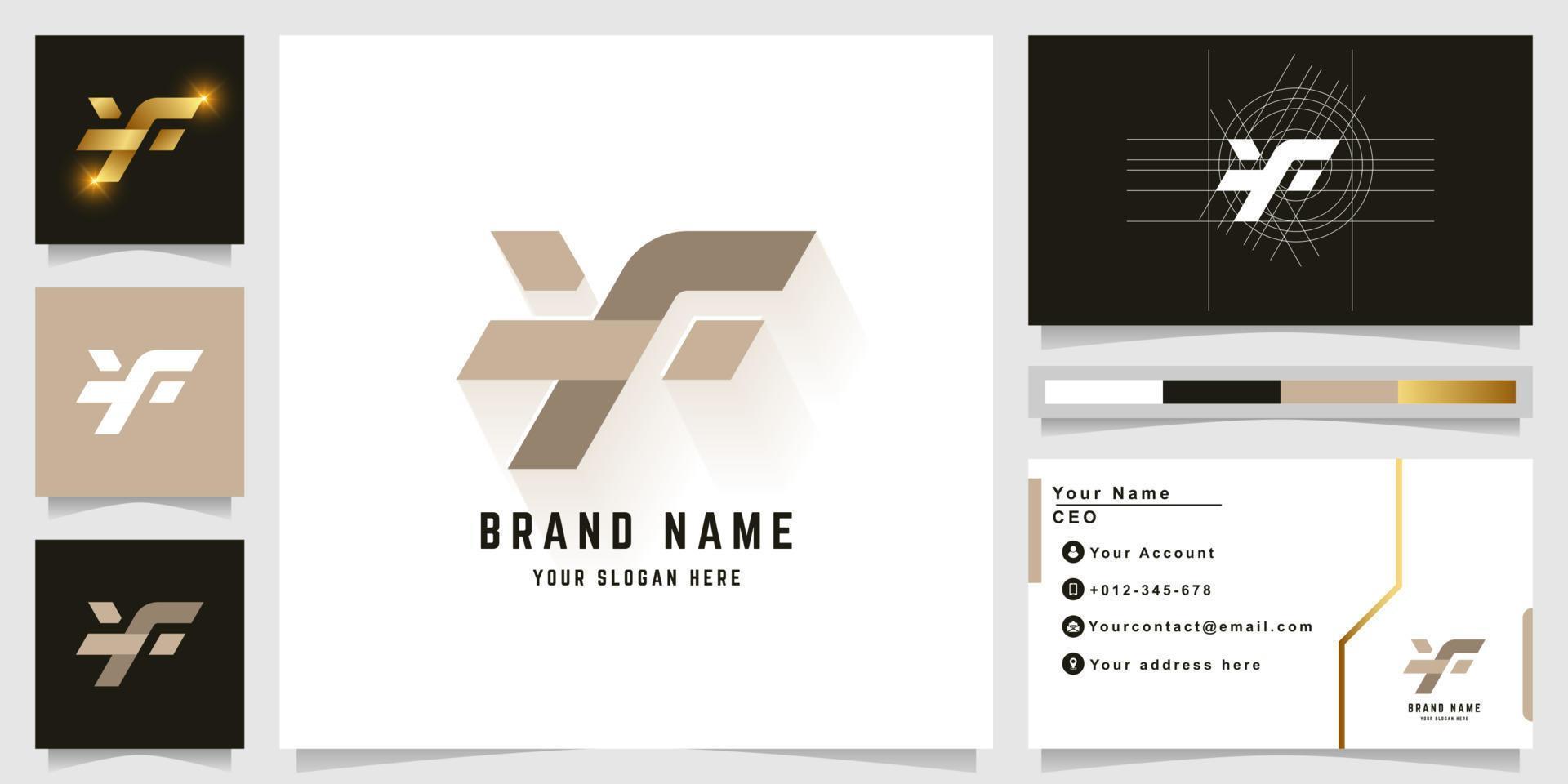Letter YF or KF monogram logo with business card design vector