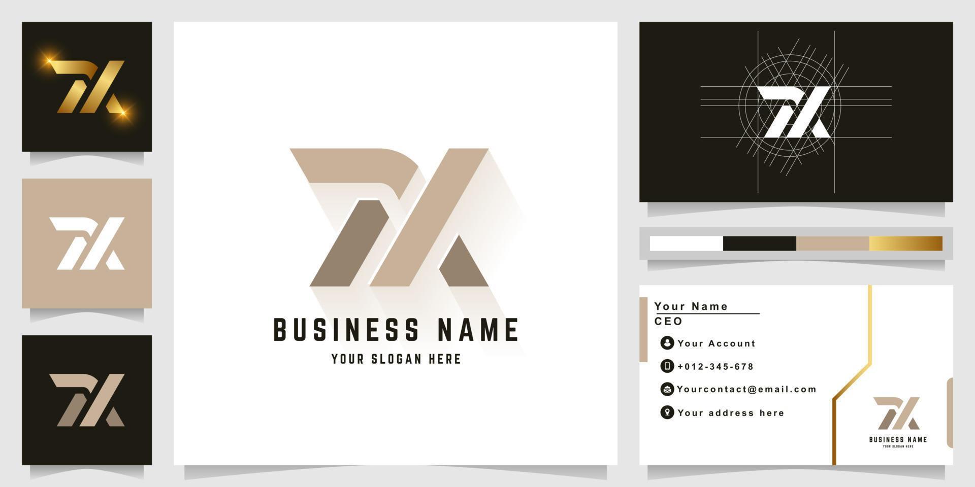 Letter AX or TM monogram logo with business card design vector