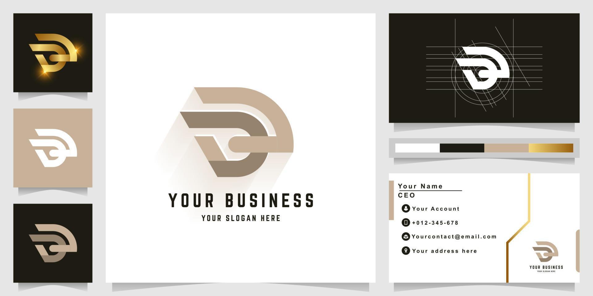 Letter DD or aJ monogram logo with business card design vector