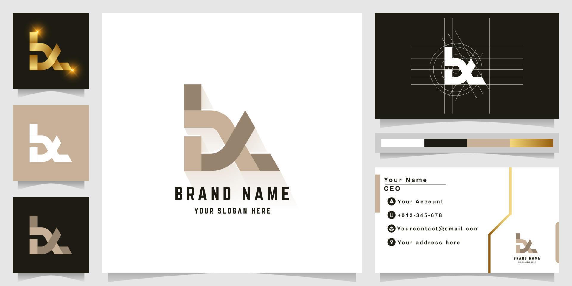 Letter bX or bax monogram logo with business card design vector