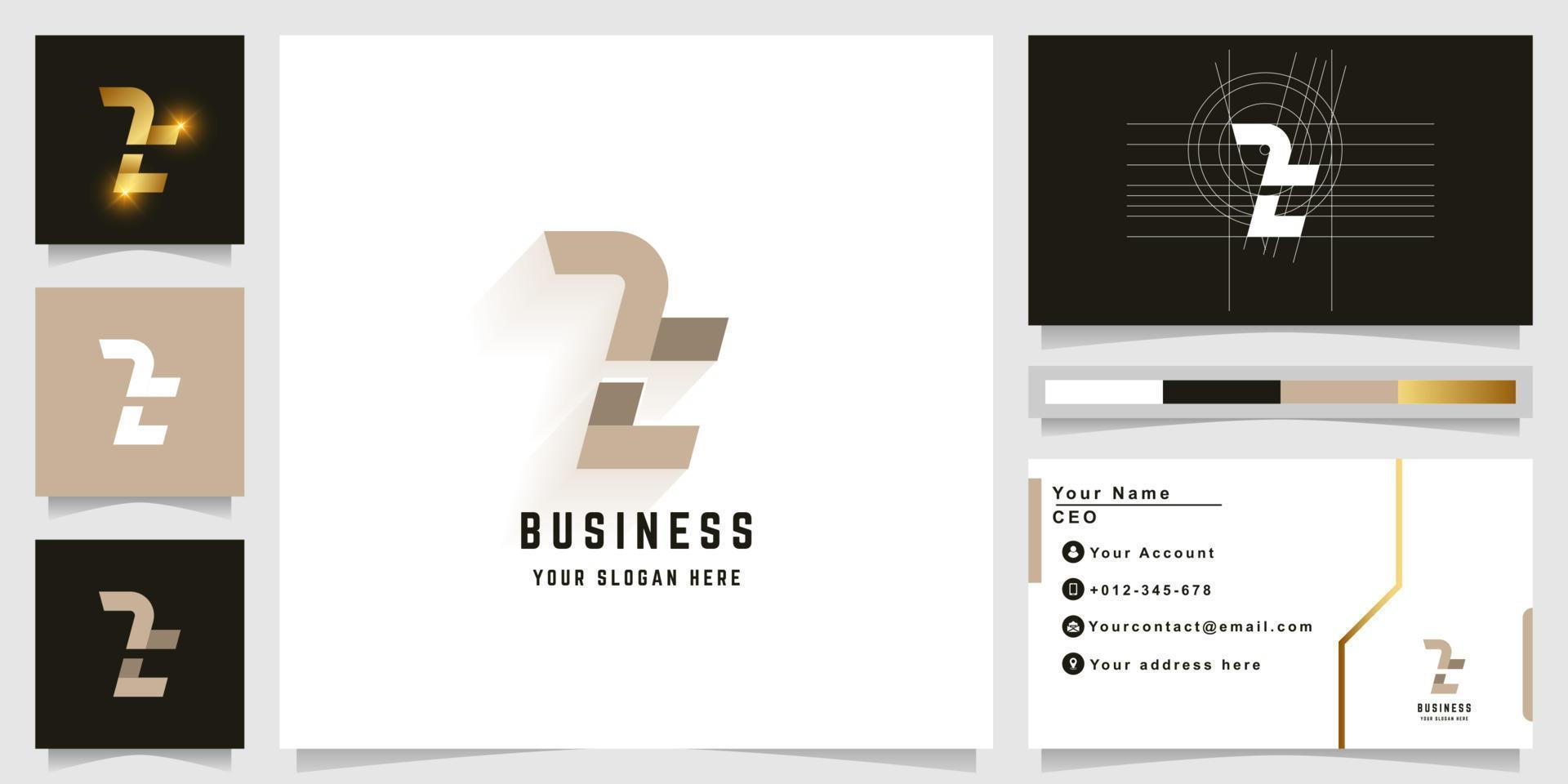 Letter Zt or LZ monogram logo with business card design vector