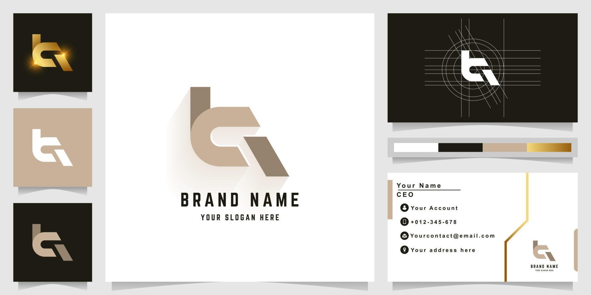 Letter tq or ta monogram logo with business card design vector