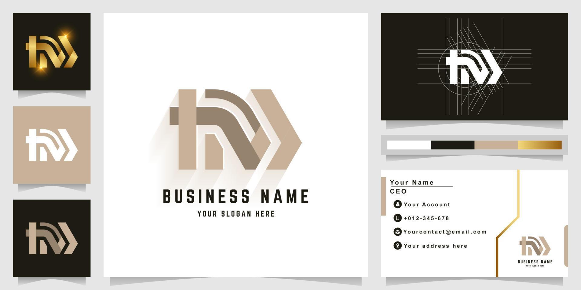 Letter HM or MM monogram logo with business card design vector