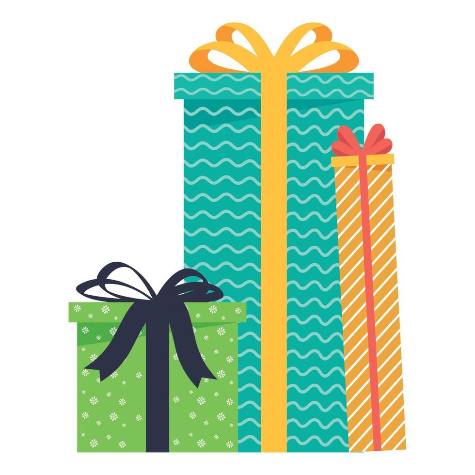 three gifts boxes presents vector