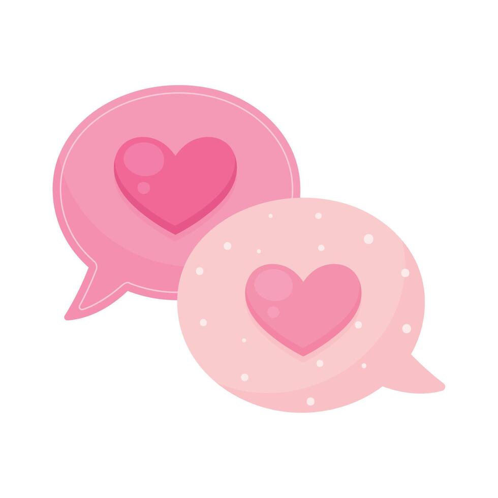 hearts love in speech bubbles vector