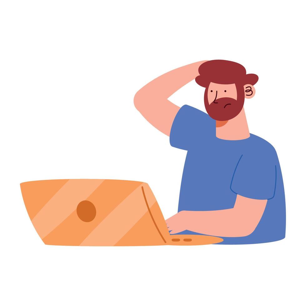 man using laptop vector