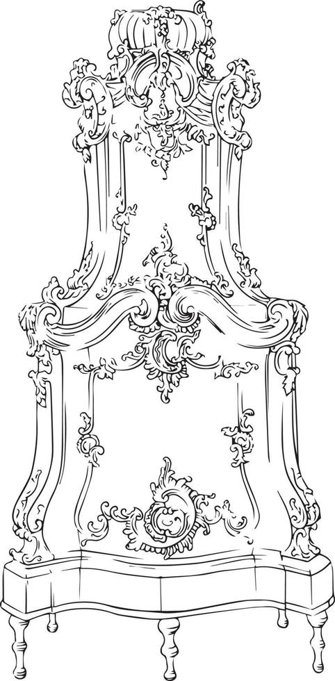 old castle heating stove sketch illustration isolated vector
