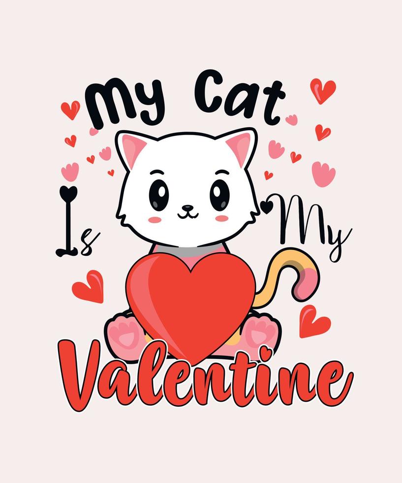 diseño de camiseta de gato del día de san valentín, camiseta de san valentín vector