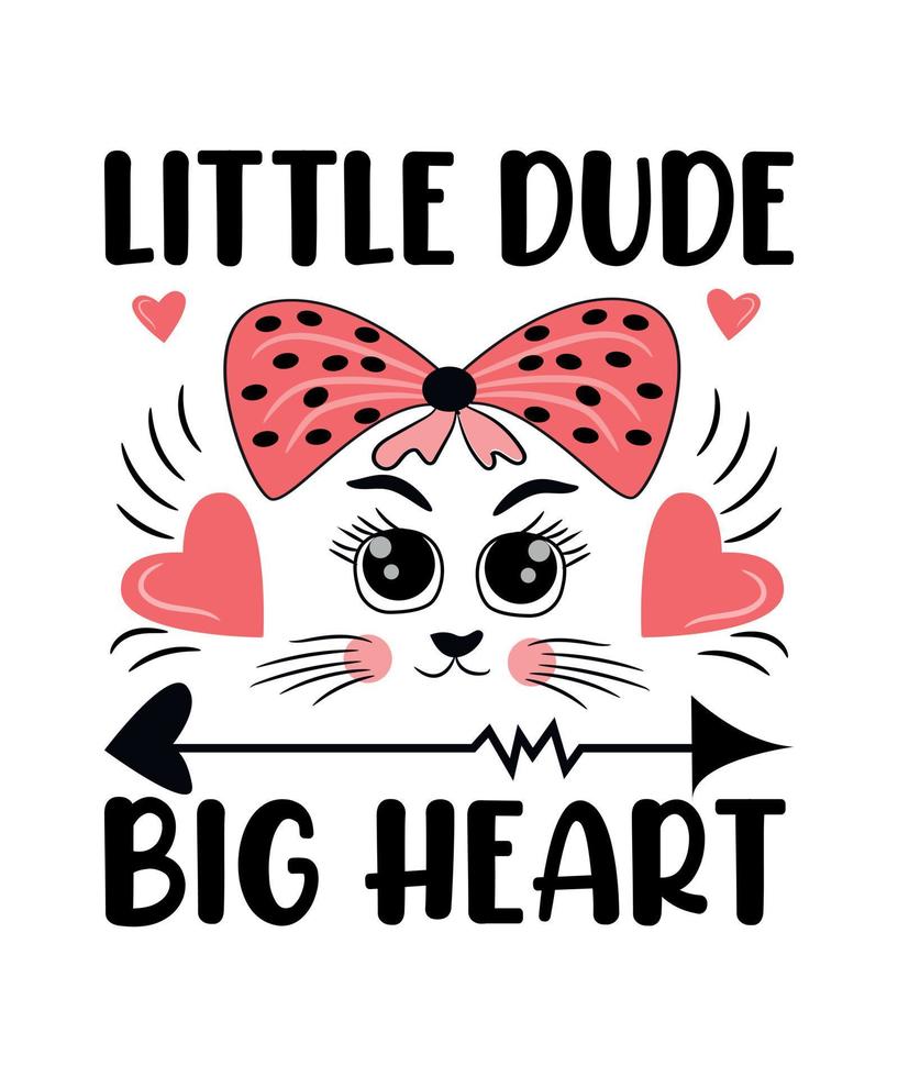 Valentines Day T-Shirt Design, Valentine Cat T-shirt Illustration vector