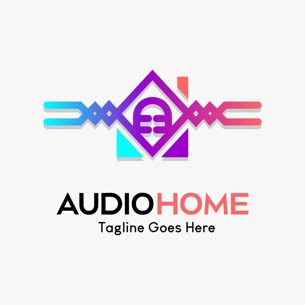 wave icon, microphone and house icon, music house illustration elements. electronic music logo template, equalizer, shop, DJ music, nightclub, disco. audio wave logo concept vector