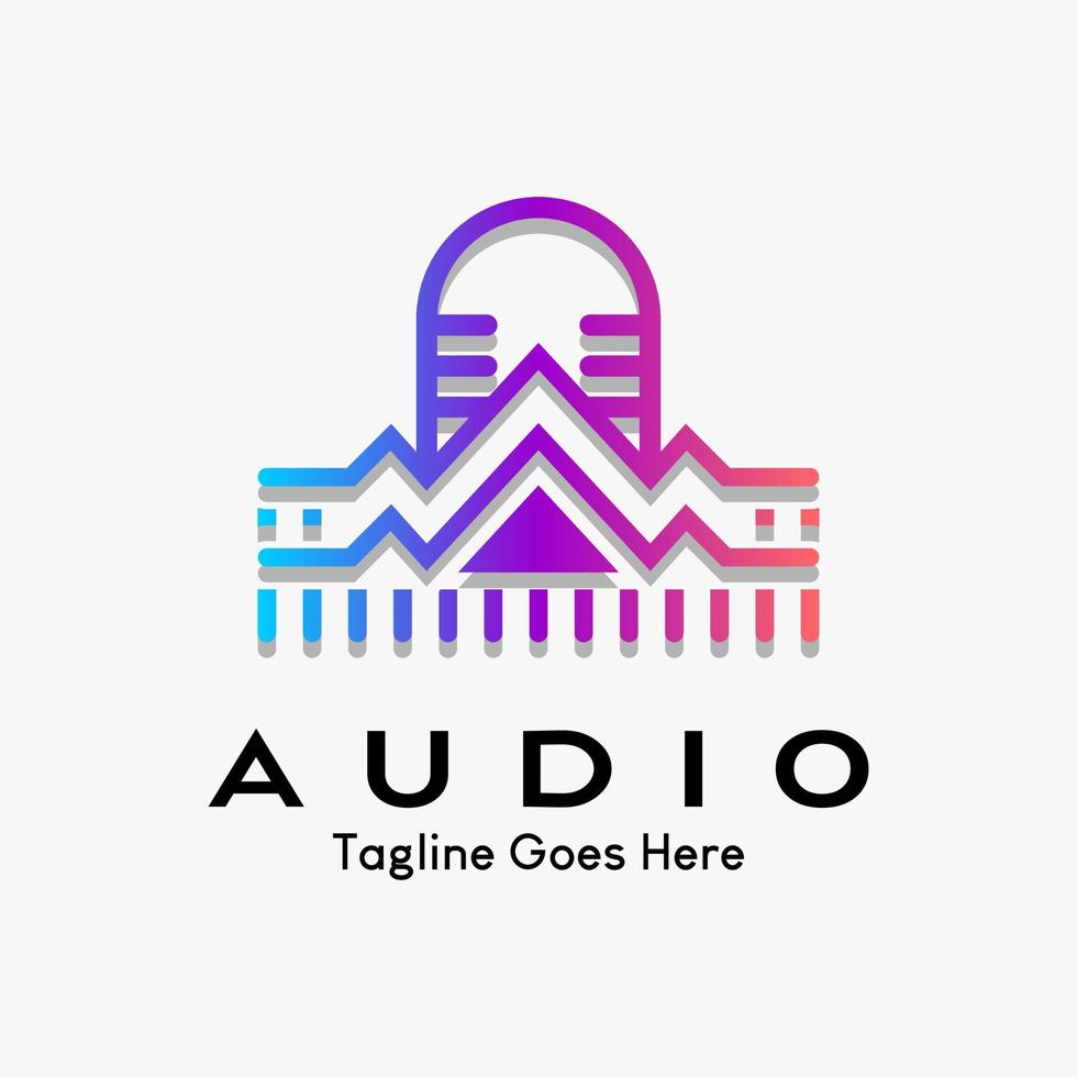 microphone and audio wave icon. electronic music logo template, equalizer, shop, DJ music, nightclub, disco. audio wave logo concept, multimedia technology themed vector