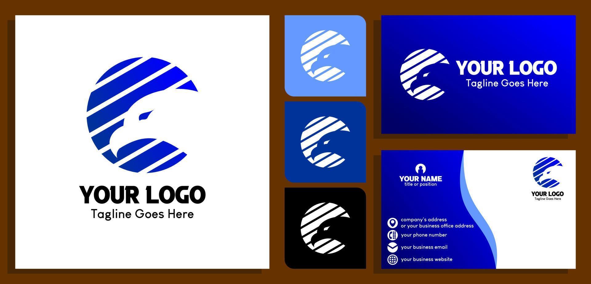 eagle head logo design template in circle. business card design templates. vector illustration