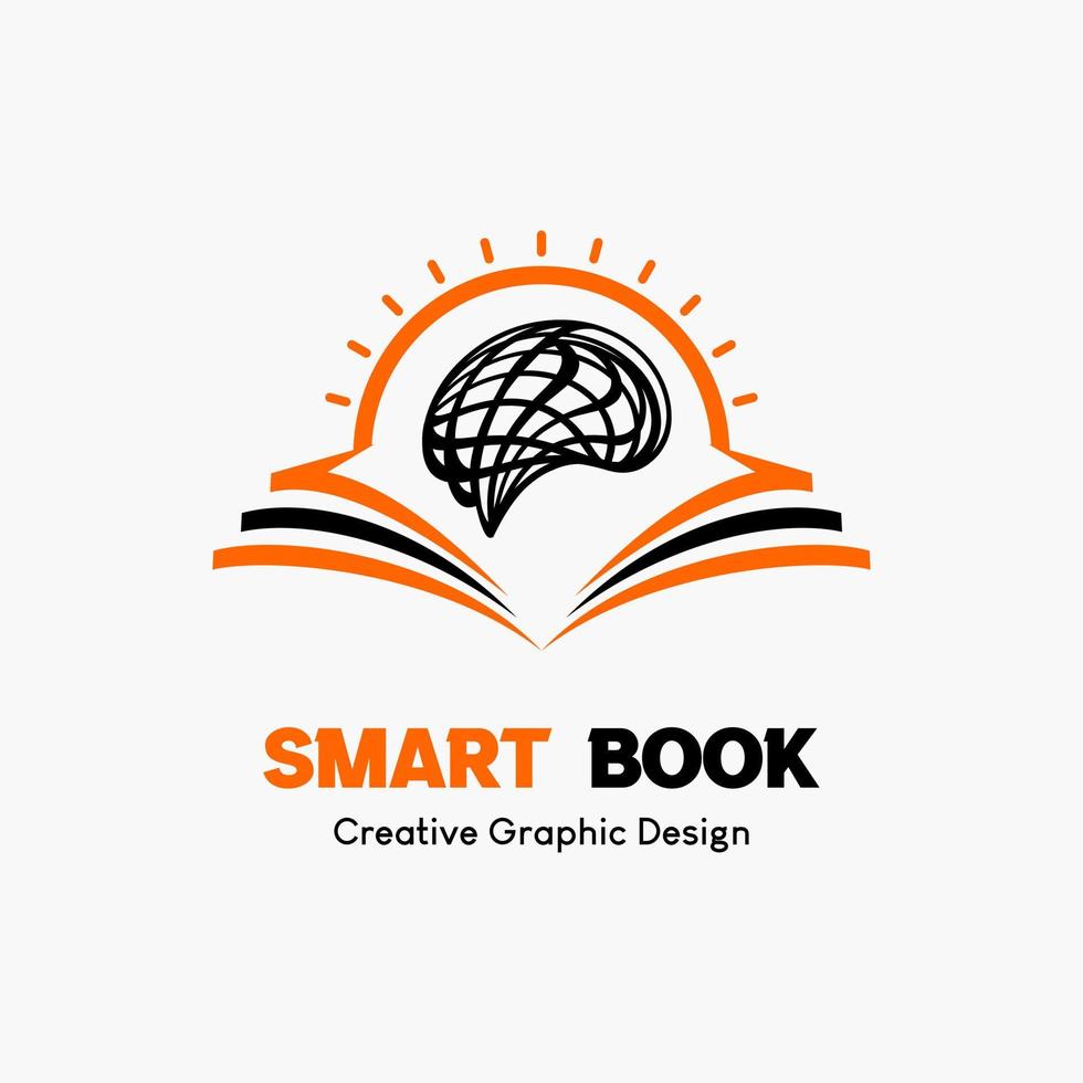 logo symbol for education. book icon, human brain and sun icon. education vector logo template.