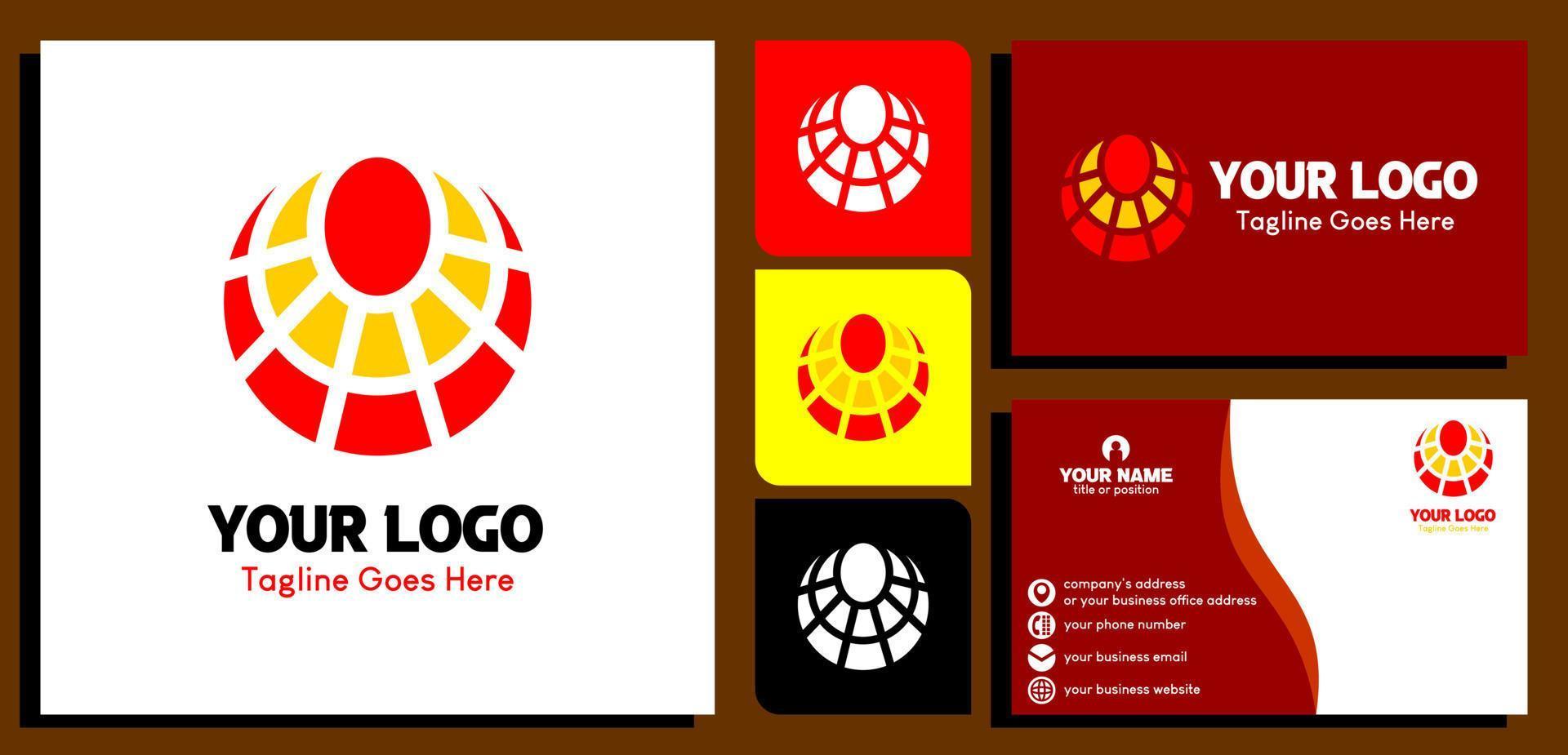 plantilla de diseño de logo de sol y tierra. plantillas de diseño de tarjetas de visita. ilustración vectorial vector