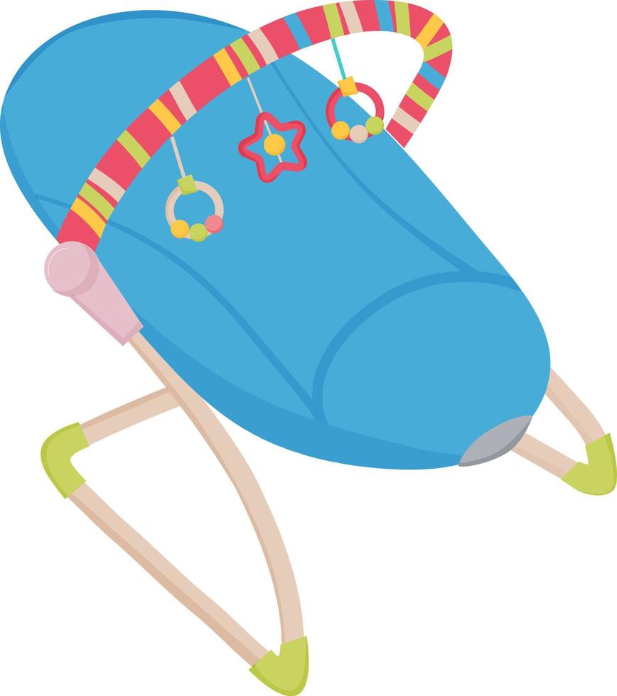 Baby bouncer, chaise lounge for newborn, swing bed for kids. Vector illustration in flat style.