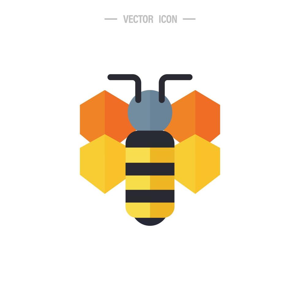 Honey bee icon. Bumblebee, Honey making concept. Vector logo illustration isolated on white background.
