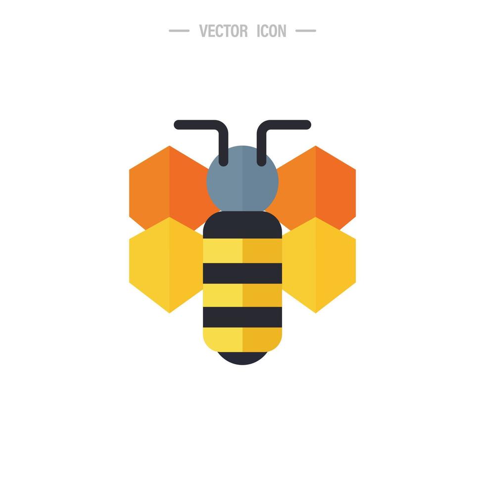 icono de abeja de miel. abejorro, concepto de fabricación de miel. ilustración de logotipo vectorial aislada sobre fondo blanco. vector