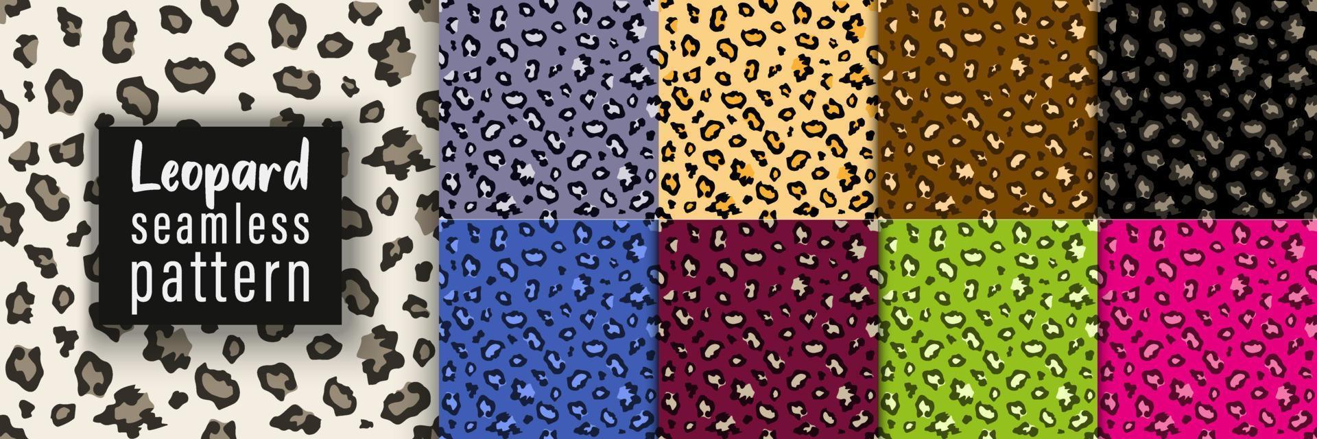 Leopard seamless pattern set. Poster or t-shirt textile graphic design wallpaper, wrapping paper. vector design