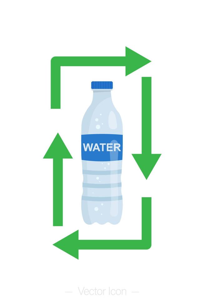 Recycled pet bottle. Reusable ecological conservation concept. Isolated vector illustration