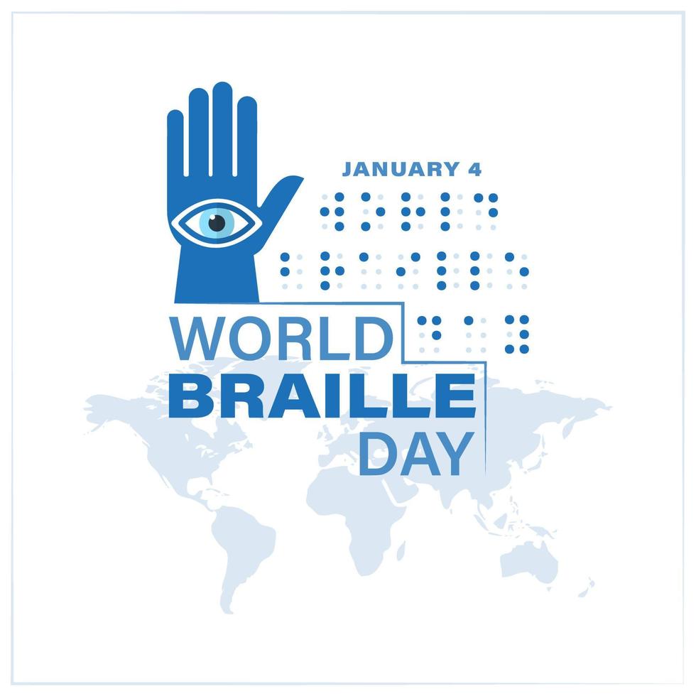 4 de enero día mundial del braille. fondo, póster, tarjeta, banner ilustración vectorial vector