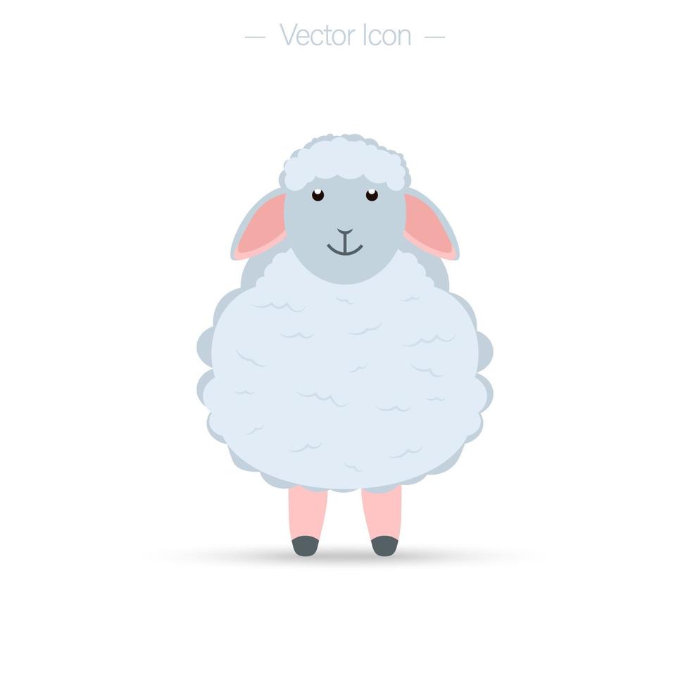 Sheep vector icon. Funny cute sheep or lamb characters. Isolated drawing