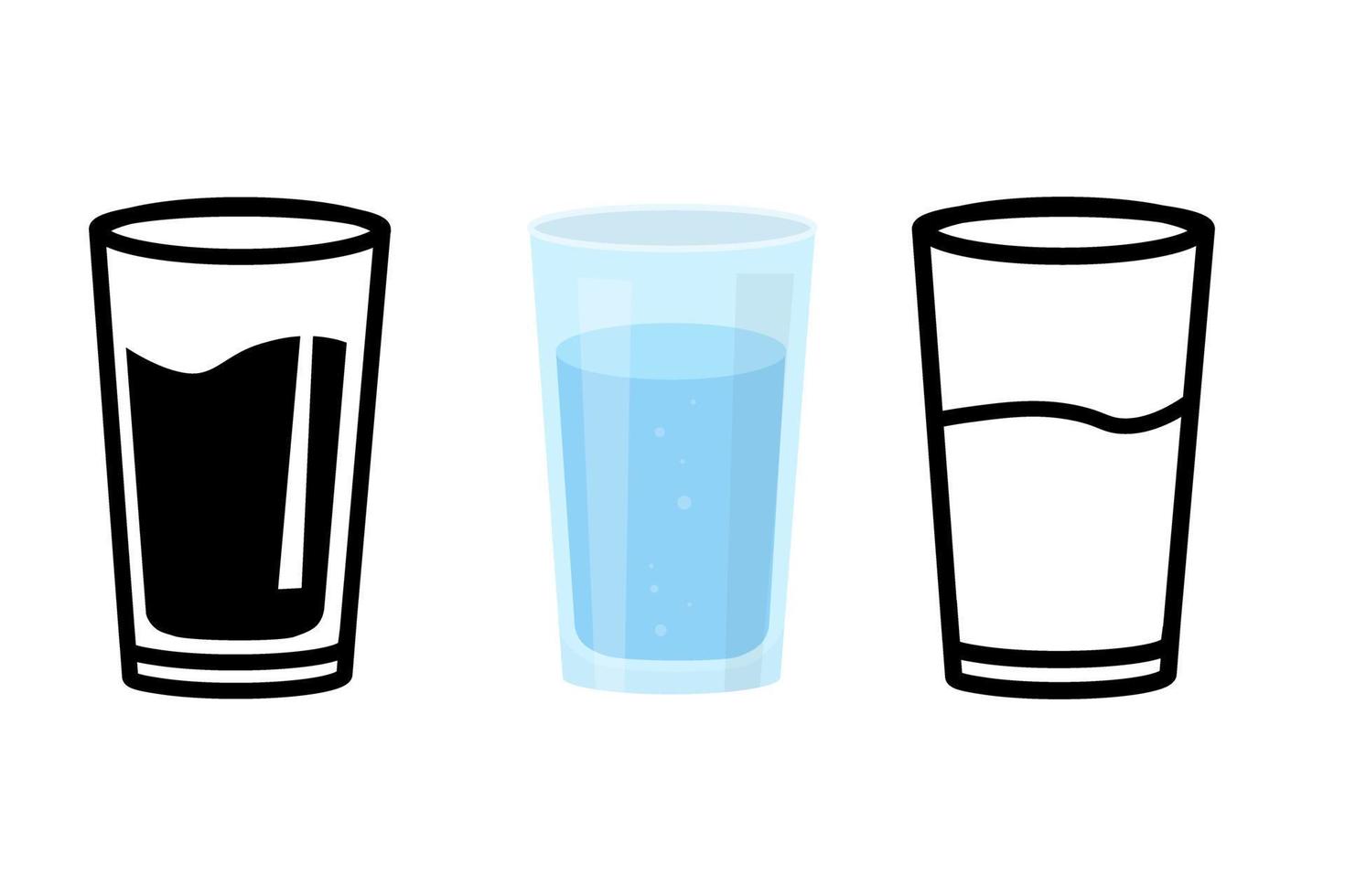 Glass full of water set icon. Vector illustration isolated on white background