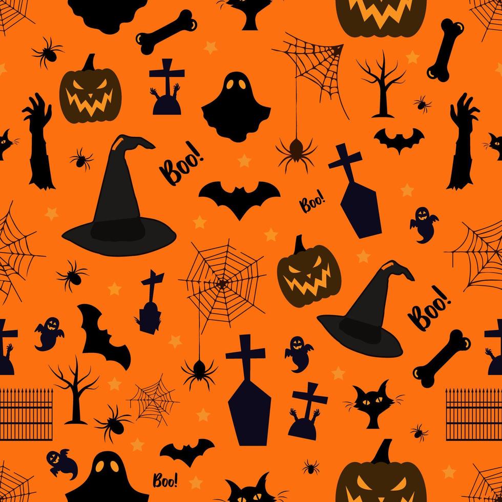 patrones sin fisuras de halloween. elementos decorativos tradicionales de halloween. diseño vectorial vector