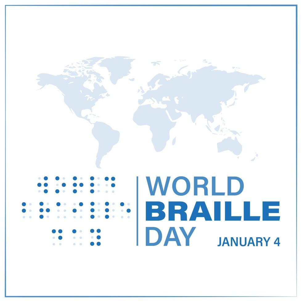 4 de enero día mundial del braille. fondo, póster, tarjeta, banner ilustración vectorial vector