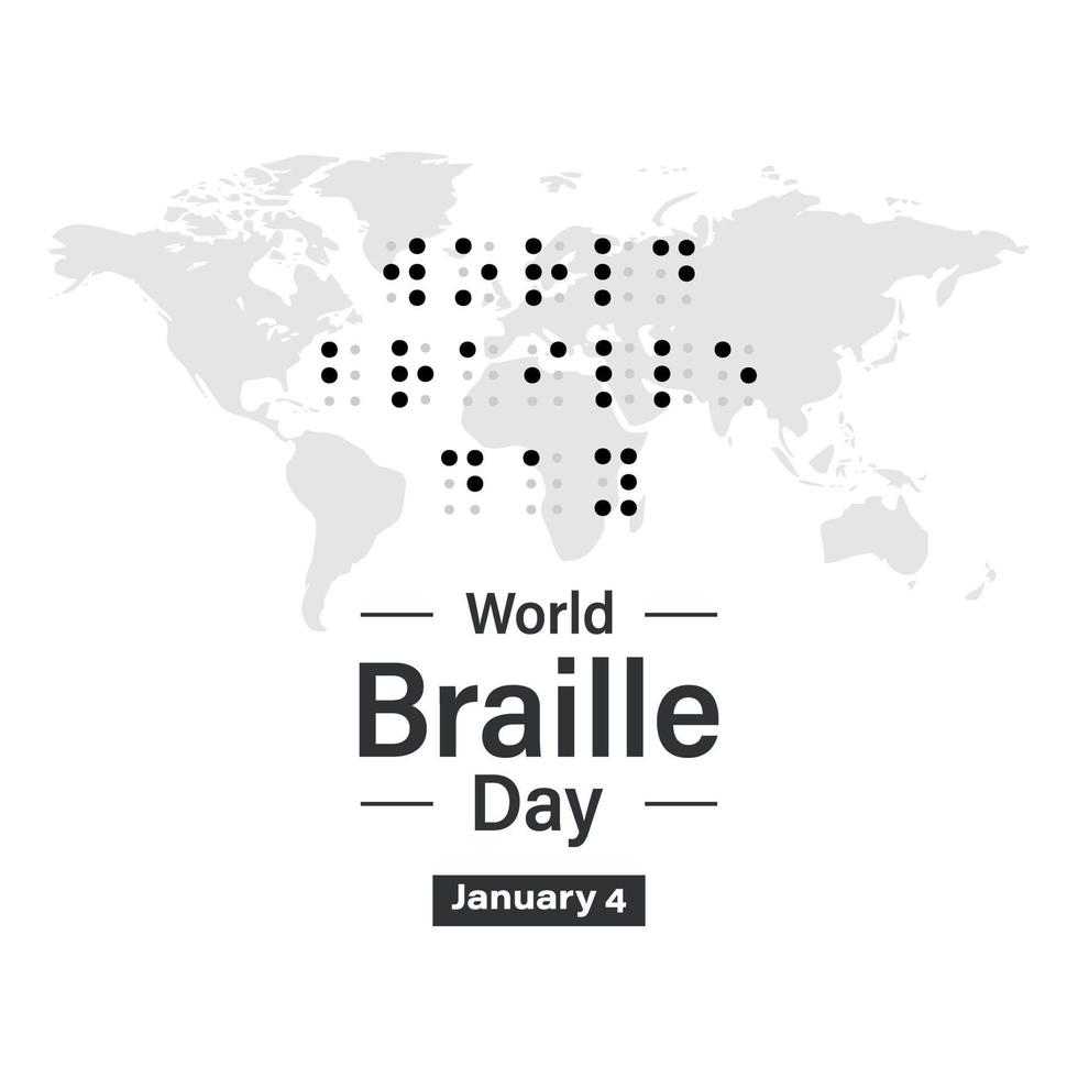 4 de enero día mundial del braille. fondo, póster, tarjeta, banner ilustración vectorial vector