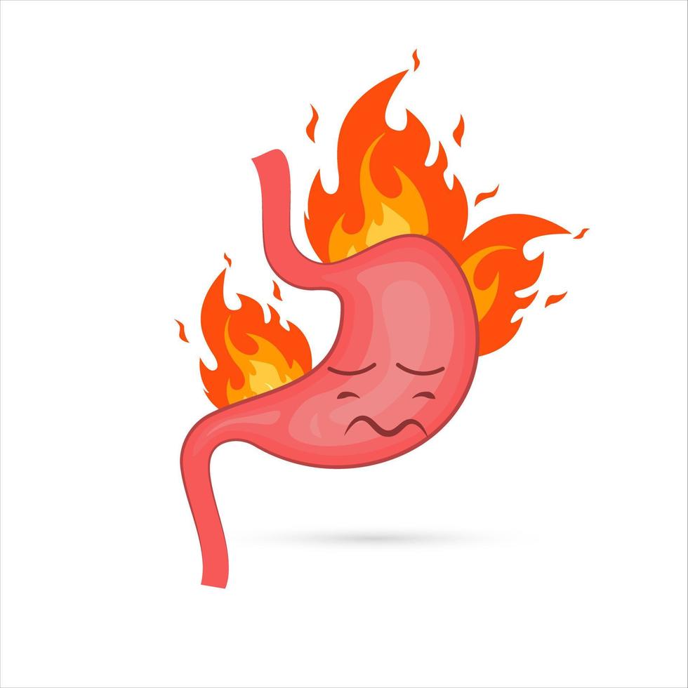 From Acid Reflux or Heartburn and Gastritis. Indigestion and stomach ache problems concept. Isolated vector illustration