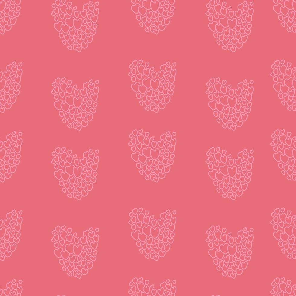 patrón sin costuras de corazones sobre fondo rosa. ilustración vectorial en estilo de garabato lineal. interminable fondo romántico para San Valentín, fondos de pantalla, embalaje, impresión. vector