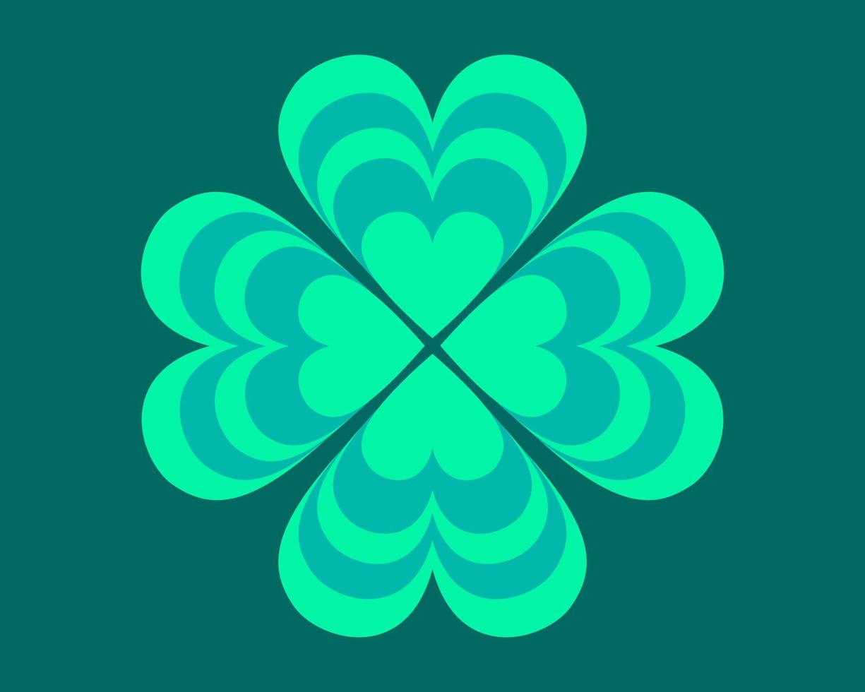 Layered Heart Green Four Leaf Clover Drawing vector
