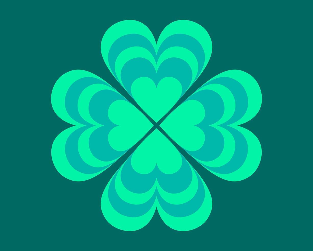 Layered Heart Green Four Leaf Clover Drawing vector