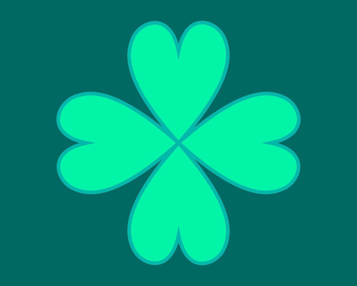 Green Four Leaf Clover with Outline vector