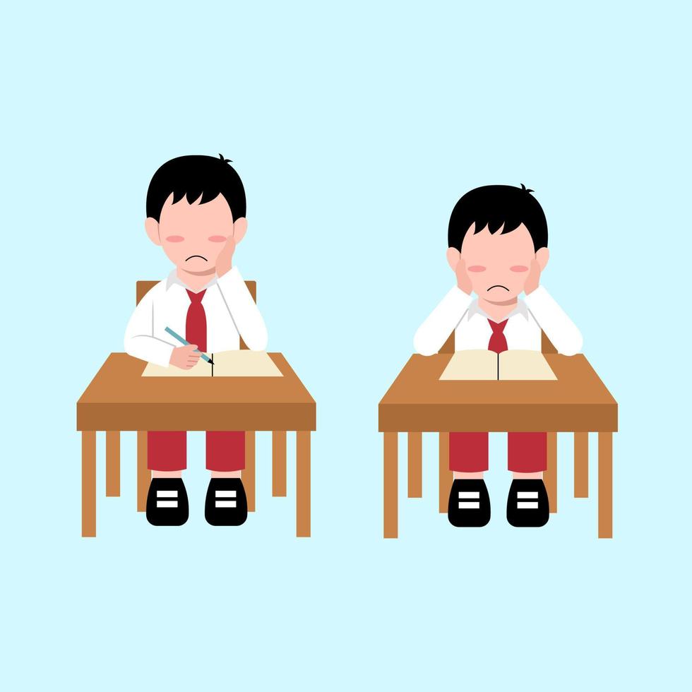 Set Of Boy Indonesian Elementary Student Character vector
